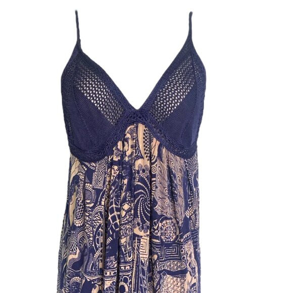 Jean Paul Gaultier Maille Femme Dress Crochet Tattoo Dress Size L Blue White JPG - Picture 2 of 14